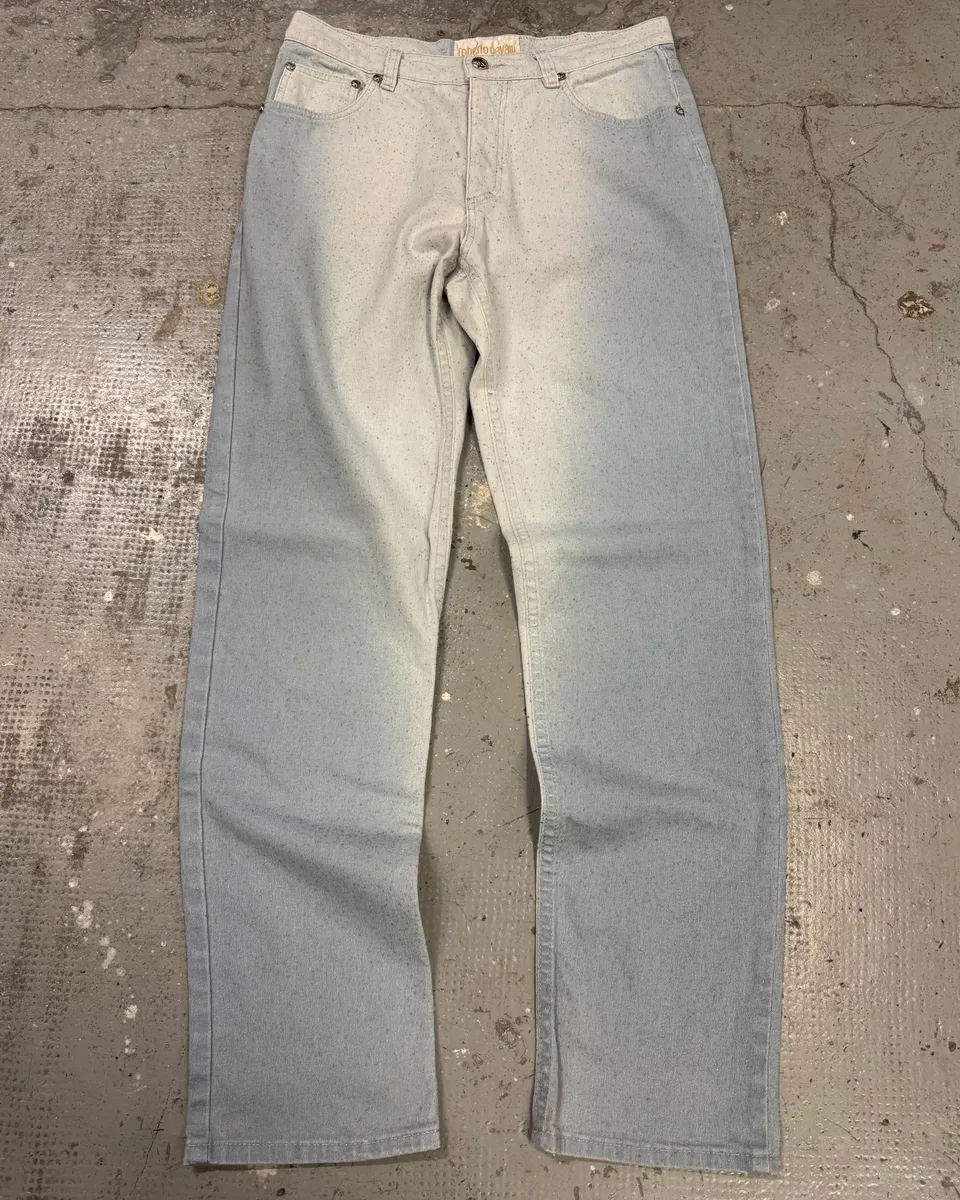 1990s Roberto Cavalli Blue Ice Gradient Pants
