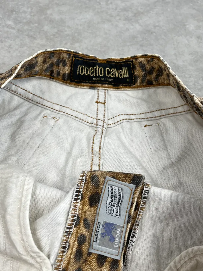 1990s Roberto Cavalli Brown Leopard Print Glitter Pants - Image 10