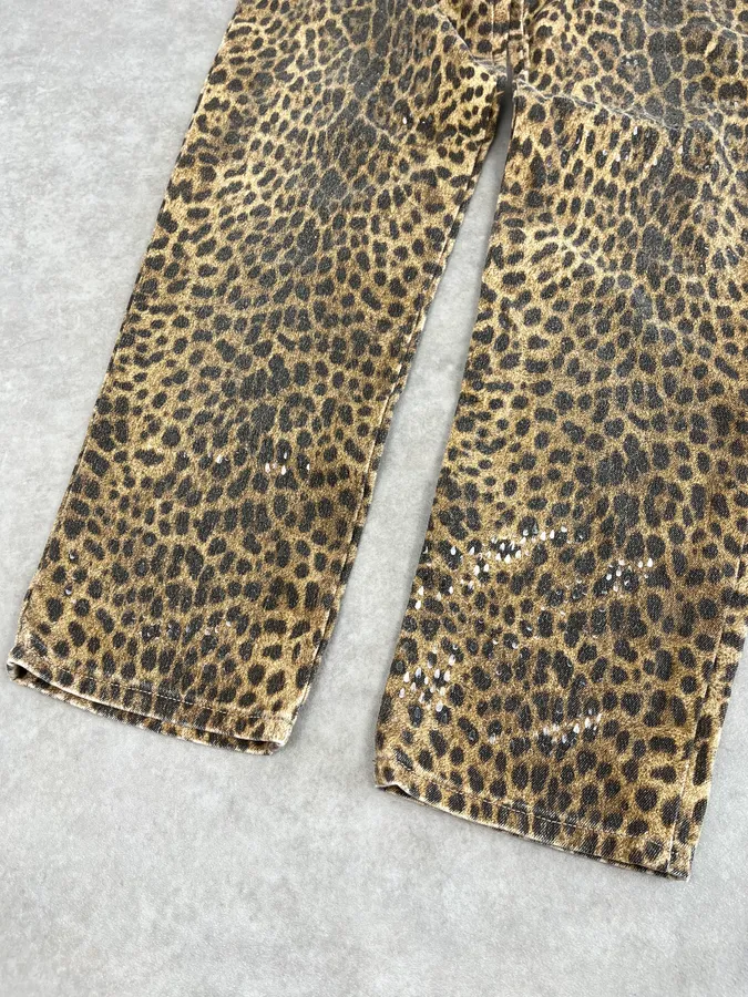 1990s Roberto Cavalli Brown Leopard Print Glitter Pants - Image 9