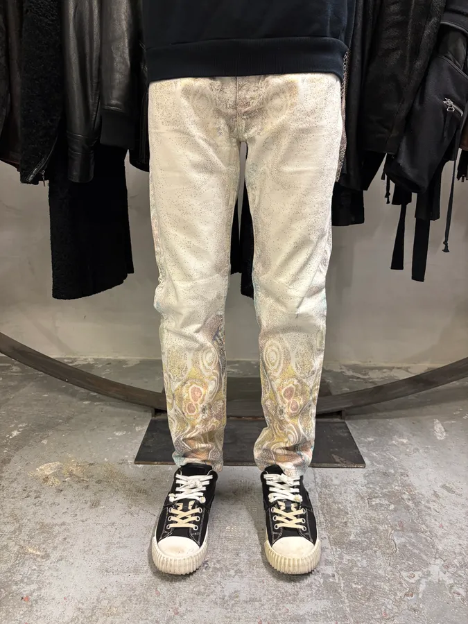 1990s Roberto Cavalli Eroded Baroque White Pants - Image 2