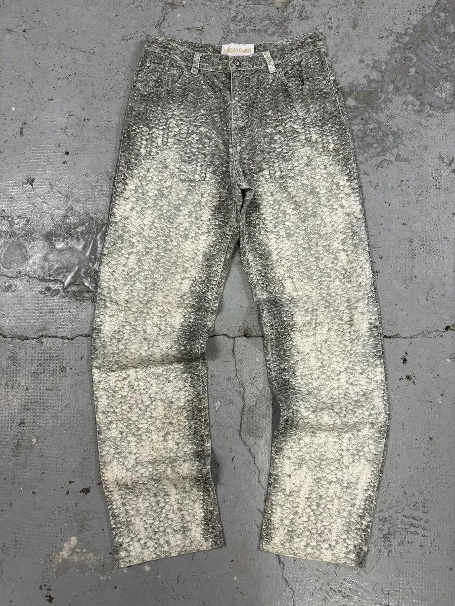 1990s Roberto Cavalli Grey Scales Effect Gradient Pants - Image 6
