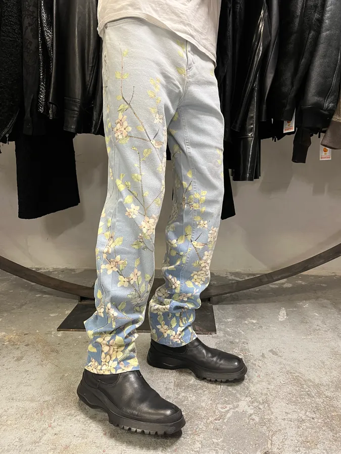 1990s Roberto Cavalli Medieval Calm Floral Pants - Image 3