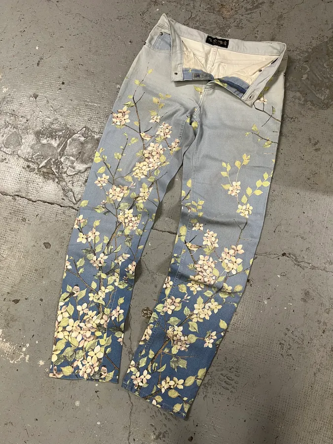 1990s Roberto Cavalli Medieval Calm Floral Pants - Image 6