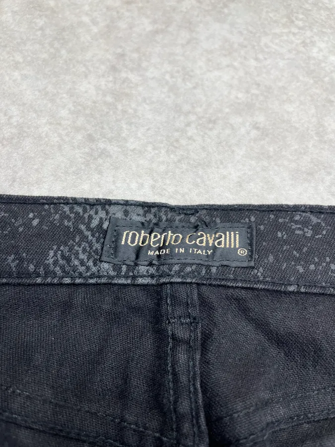 1990s Roberto Cavalli Python Effect Black Obscure Pants - Image 10
