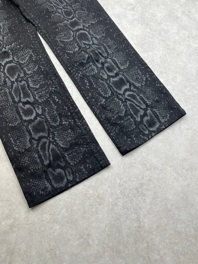 1990s Roberto Cavalli Python Effect Black Obscure Pants - Image 7