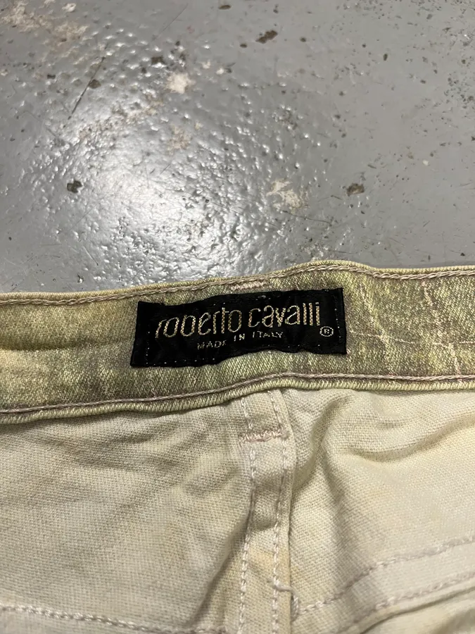 1990s Roberto Cavalli Renaissance God’s Angel Yellow & Blue Pants - Image 12