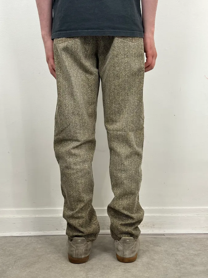 1990s Roberto Cavalli Zigzag Beige Pants - Image 3