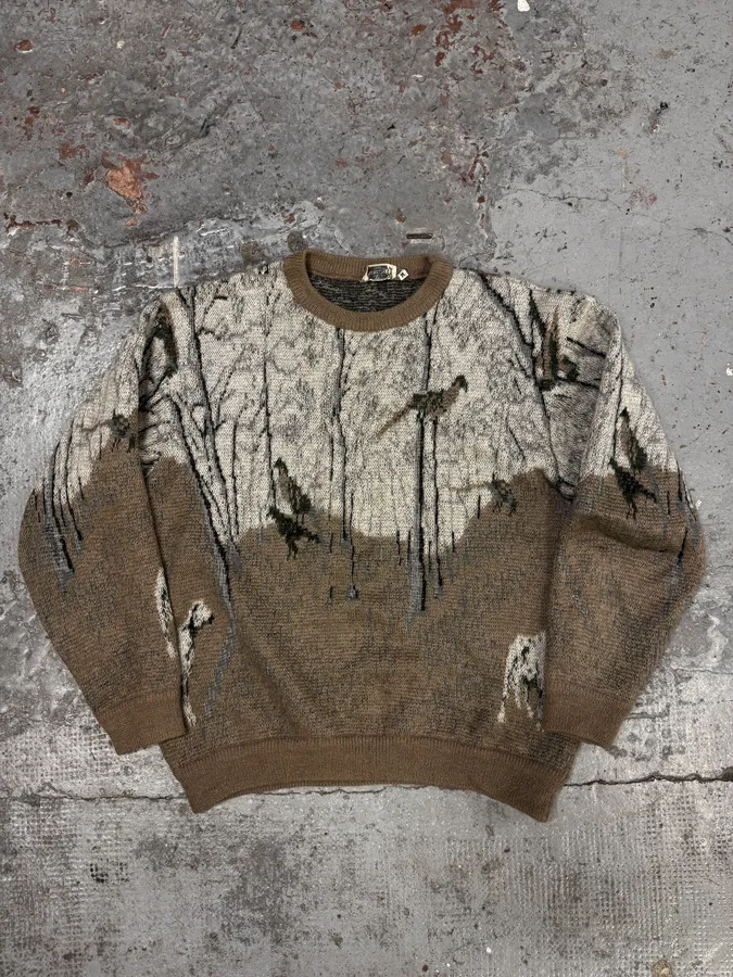 1990s Valentino Calm Fall Forest Cream Beige Sweater