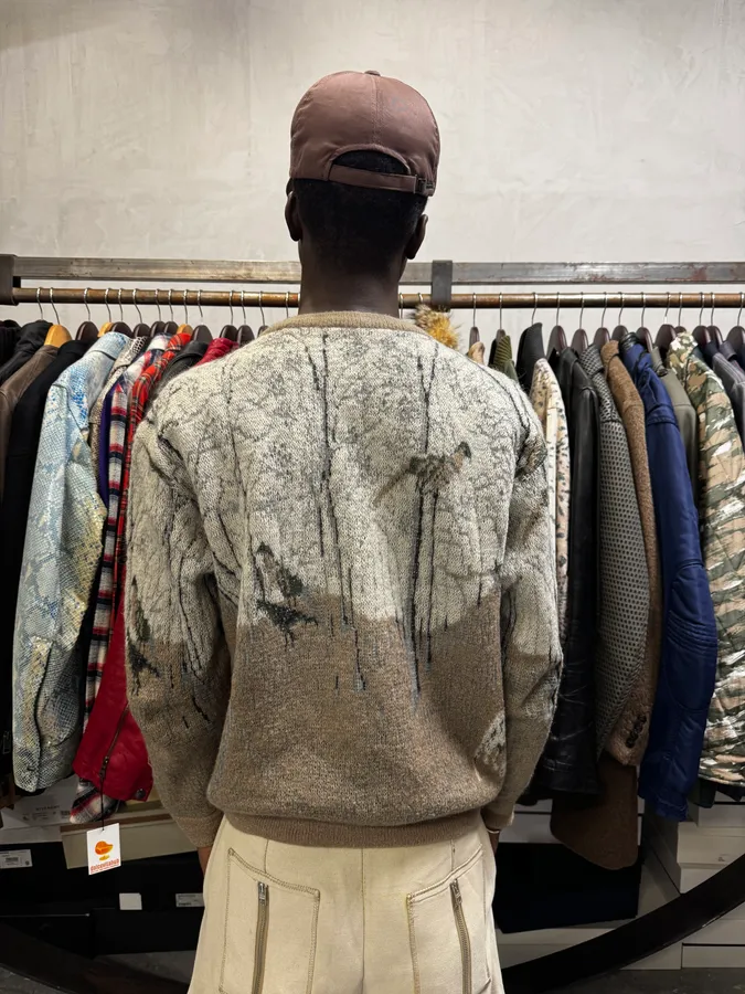 1990s Valentino Calm Fall Forest Cream Beige Sweater - Image 5