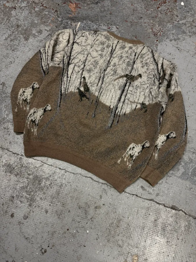 1990s Valentino Calm Fall Forest Cream Beige Sweater - Image 6
