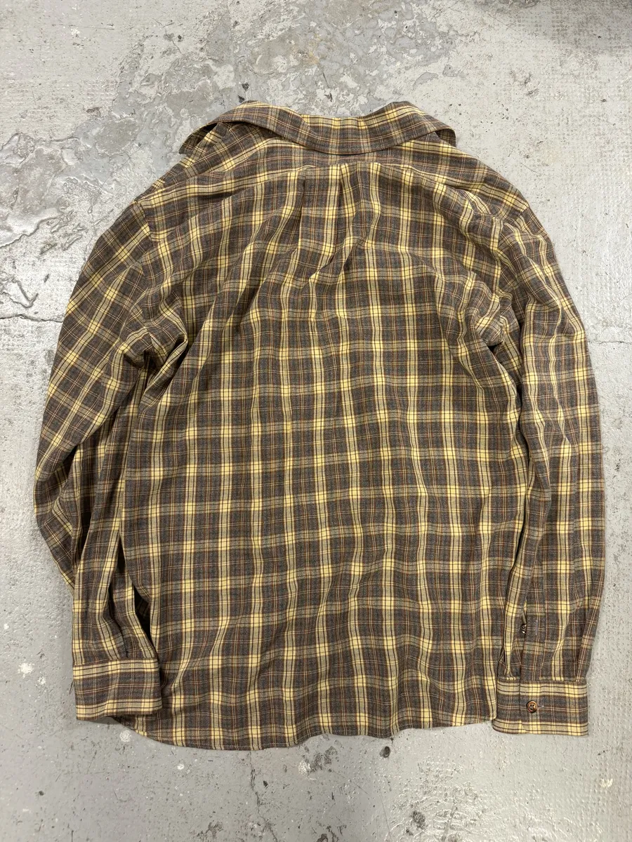 1990s Valentino Checkered Camel Shirt - Image 4