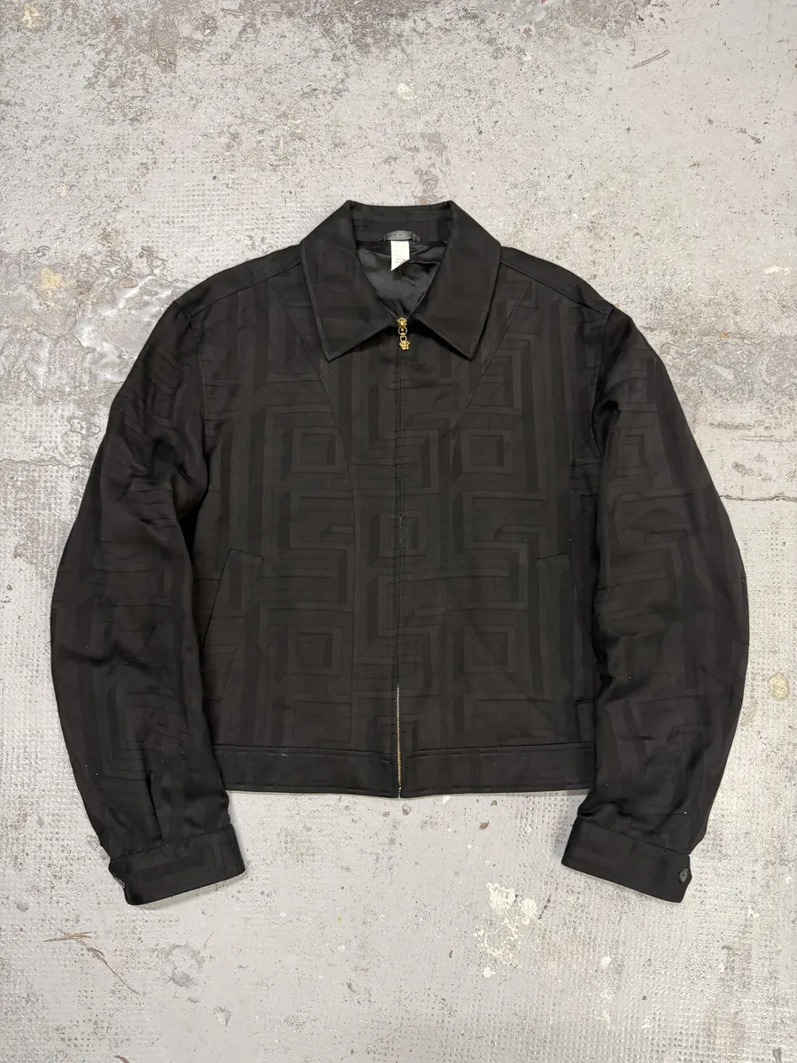 1990s Versace Black Light Geometrical Jacket