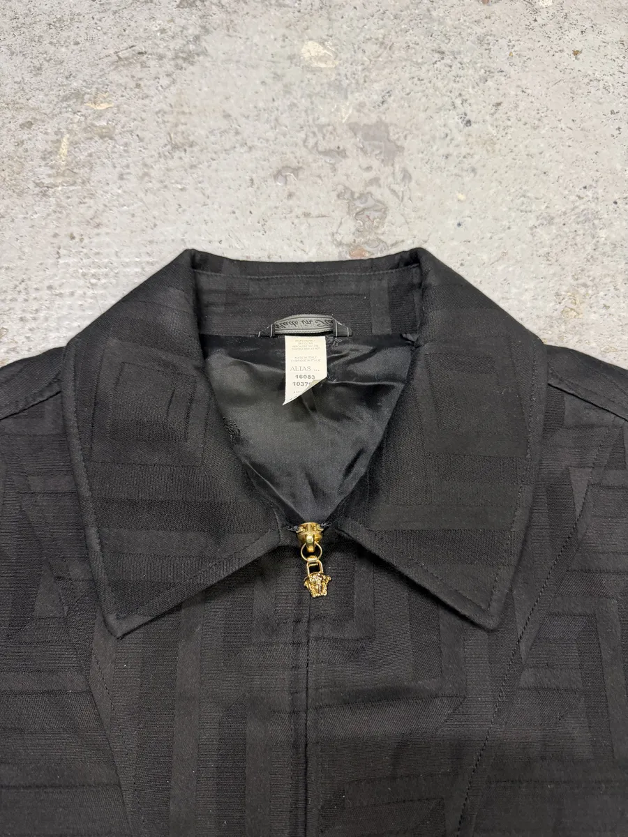 1990s Versace Black Light Geometrical Jacket - Image 11
