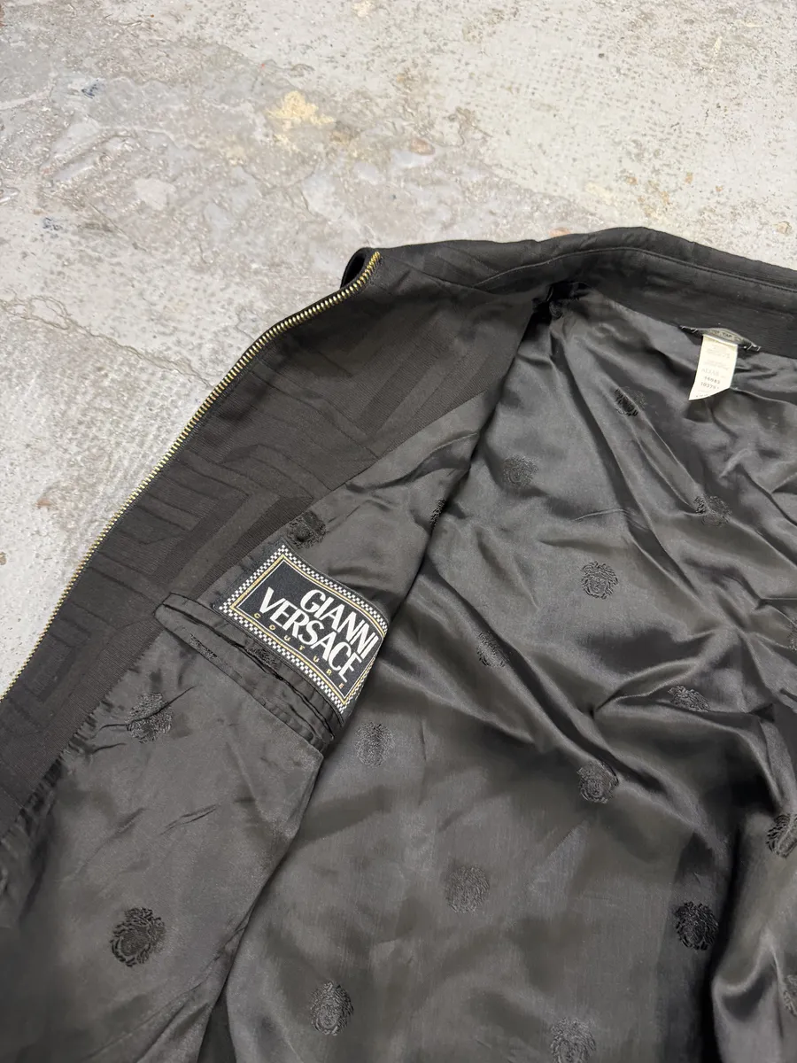 1990s Versace Black Light Geometrical Jacket - Image 15