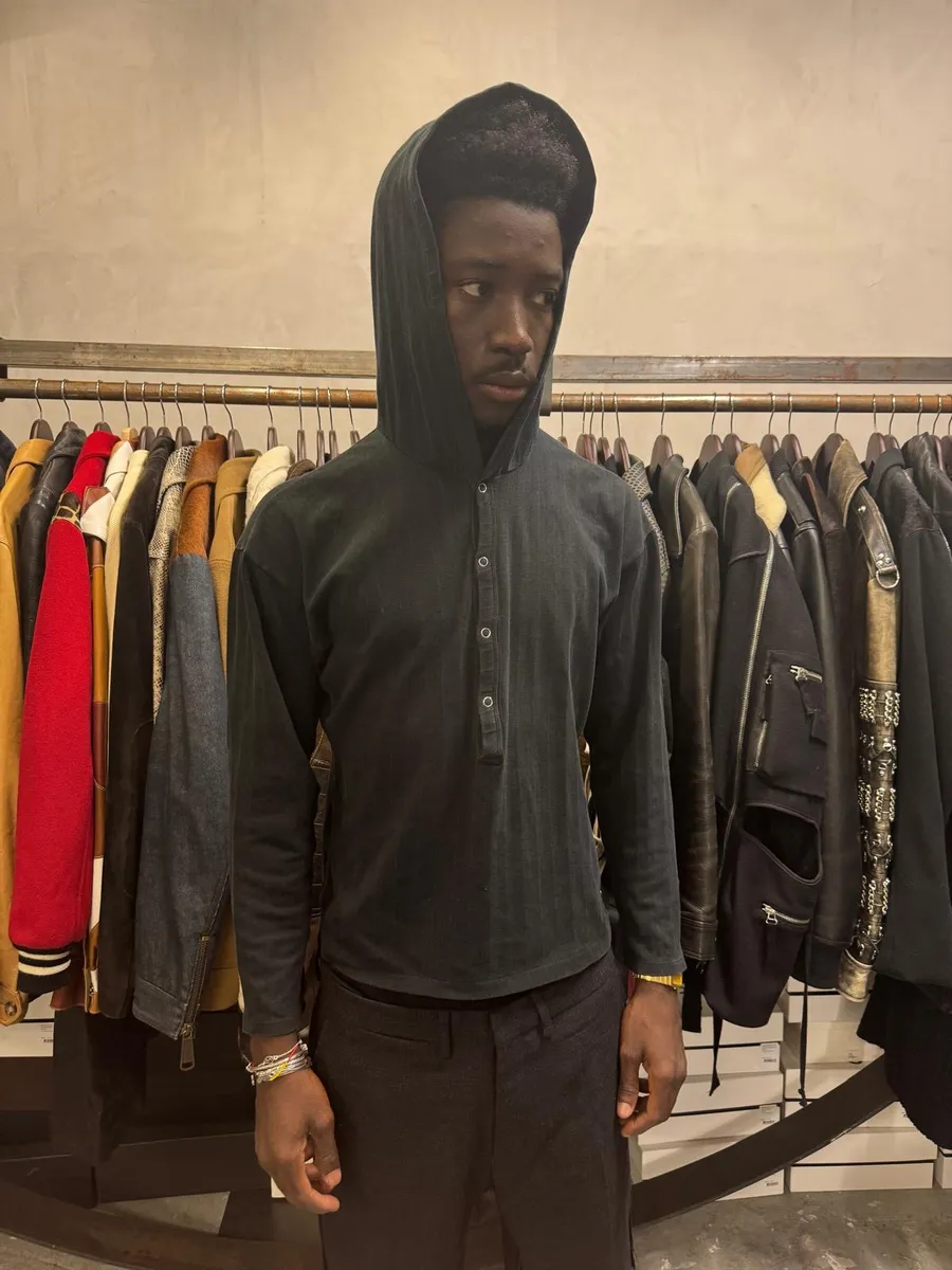 1990s Yohji Yamamoto Y’s Light Black Buttoned Hoodie - Image 2