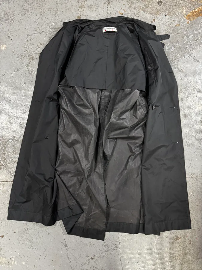 1990s Yves Saint Laurent Black Minimalist Trench Coat - Image 7