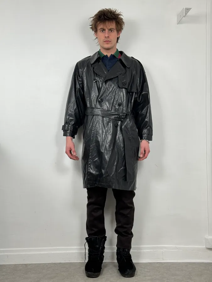 1990s Yves Saint Laurent Black Premium Trench Coat - Image 2