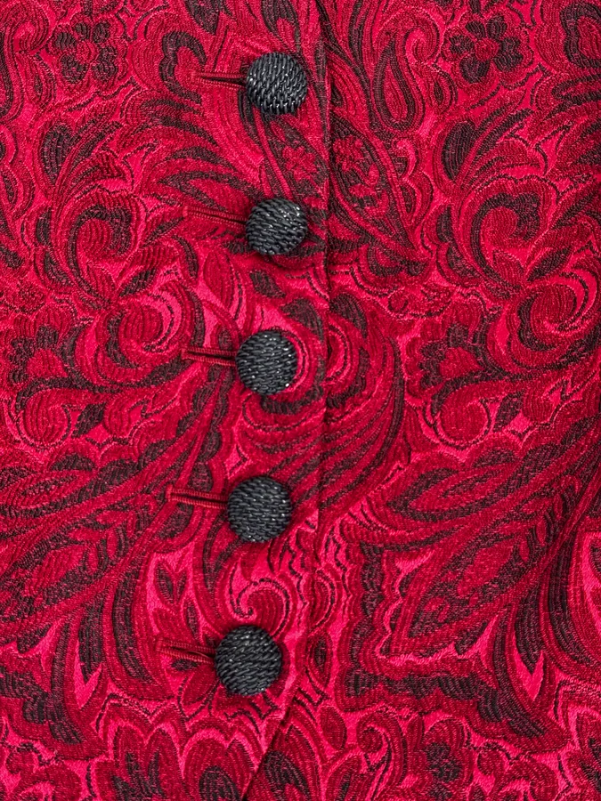1990s Yves Saint Laurent Bordeaux Flowers Cardigan Buttoned Jacket - Image 8