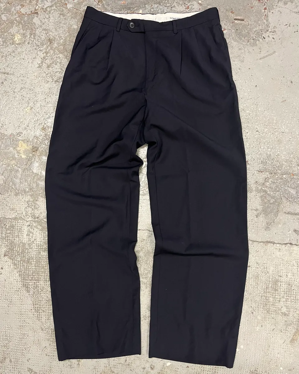 1990s Yves Saint Laurent Navy Wool Pants