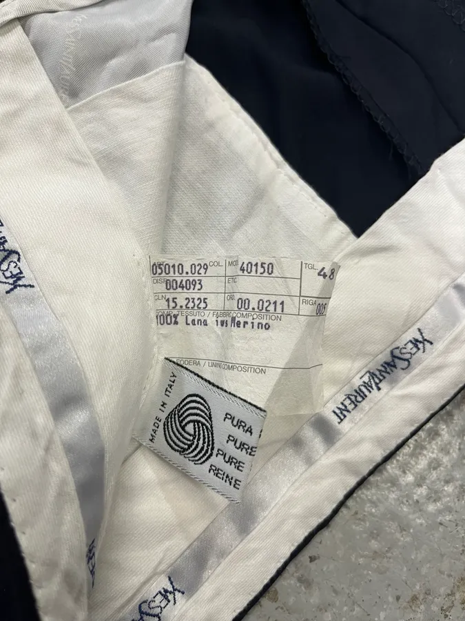 1990s Yves Saint Laurent Navy Wool Pants - Image 9
