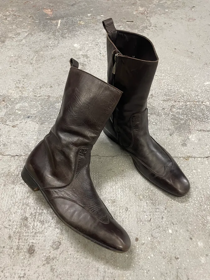 1990s Yves Saint Laurent Rive Gauche Black Leather Ankle Boots - Image 4