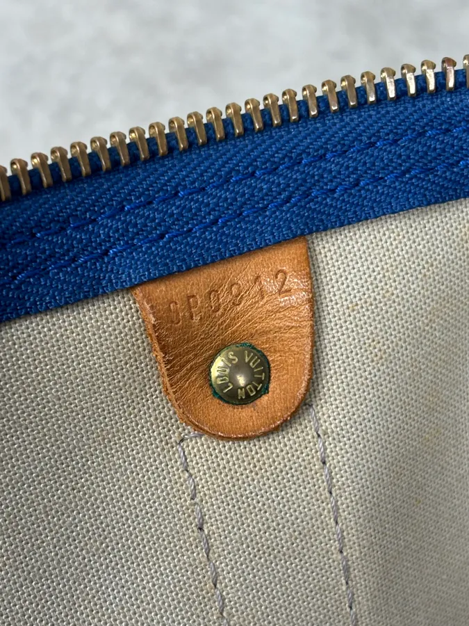 1992 Louis Vuitton LV Cup Falgs Keepall 45 Blue Regatta Blue Leather Travel Bag - Image 17