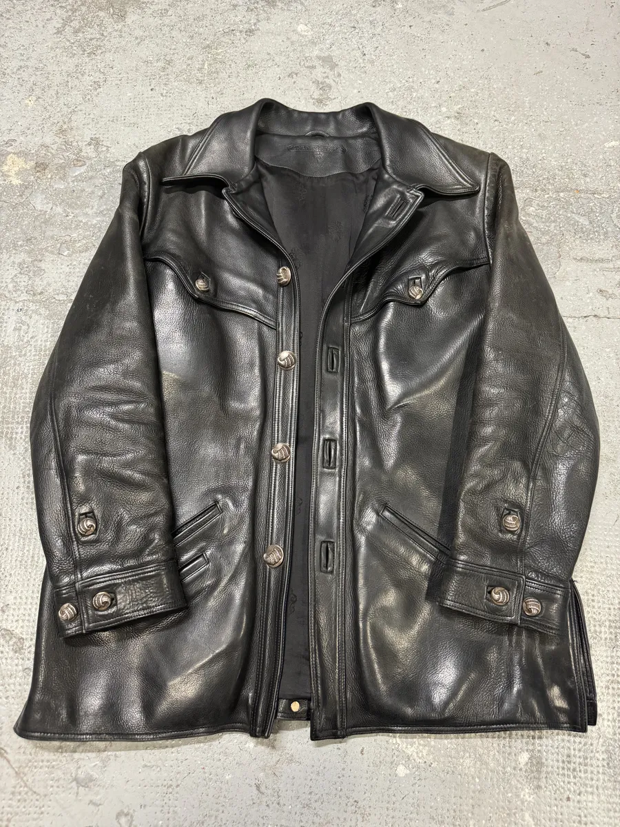 1993 Chrome Hearts Claw Button Black Hunting Leather Jacket - Image 9