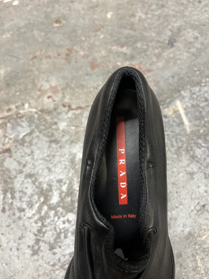 1999 Prada Toblach Black Leather Shoes - Image 7