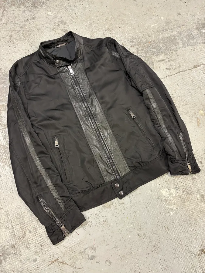 2000 Dolce & Gabbana Black Hybird Nylon Biker Jacket - Image 4