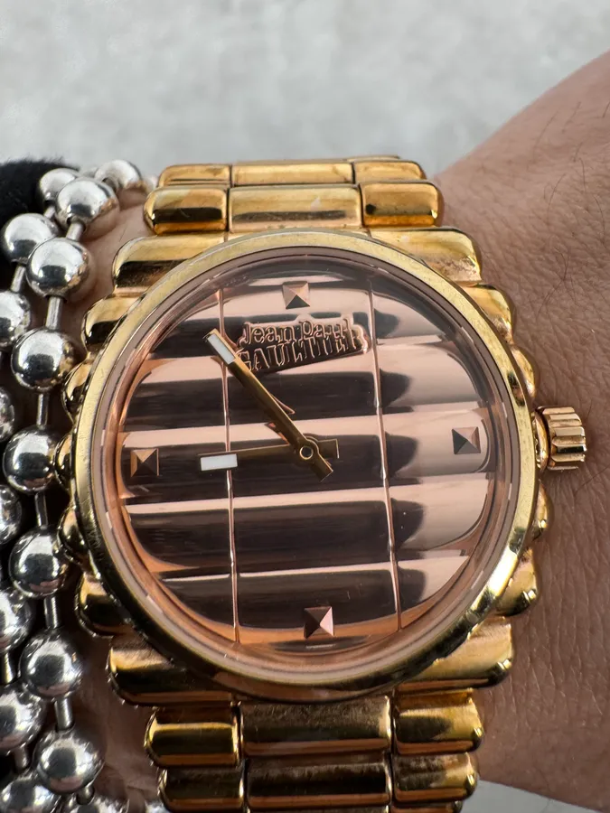 2000 Jean Paul Gaultier Bullet Rose Gold Metal Watch - Image 5