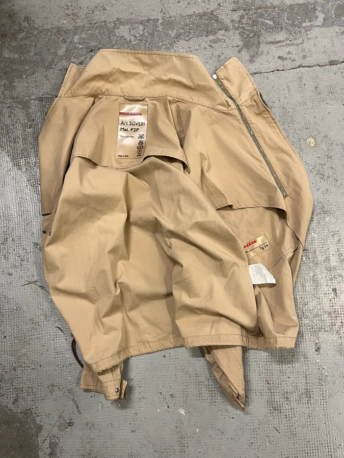 2000 Prada Asymmetrical Zip Contemporary Beige Jacket - Image 11