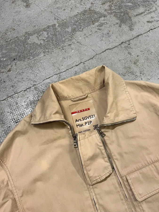 2000 Prada Asymmetrical Zip Contemporary Beige Jacket - Image 6