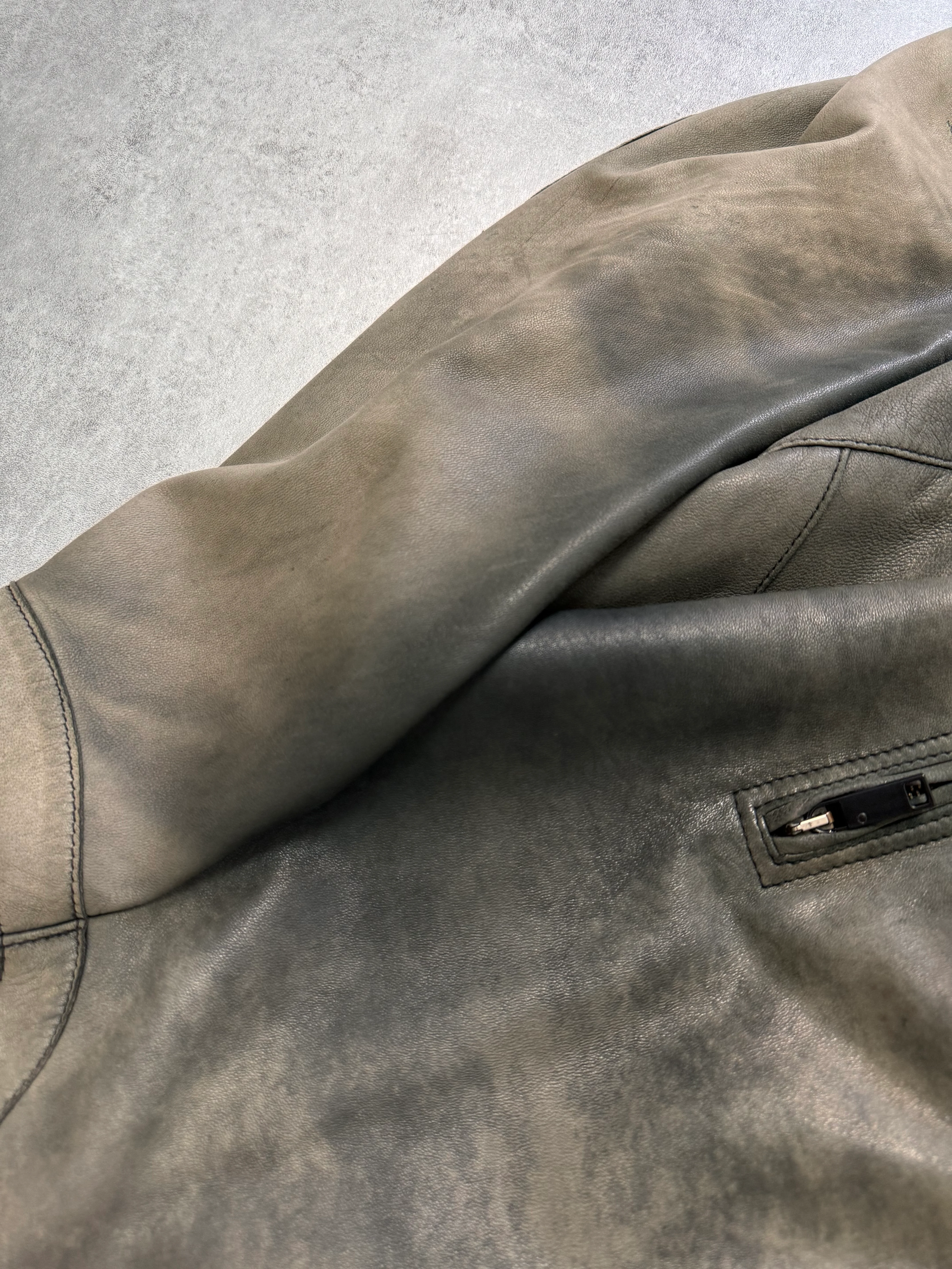 2000s Just Cavalli Biker Faded Leather Jacket (L) - Image 11