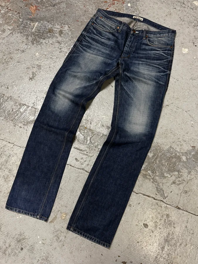 2000s Acne Studios Blue Faded Denim Jeans - Image 3