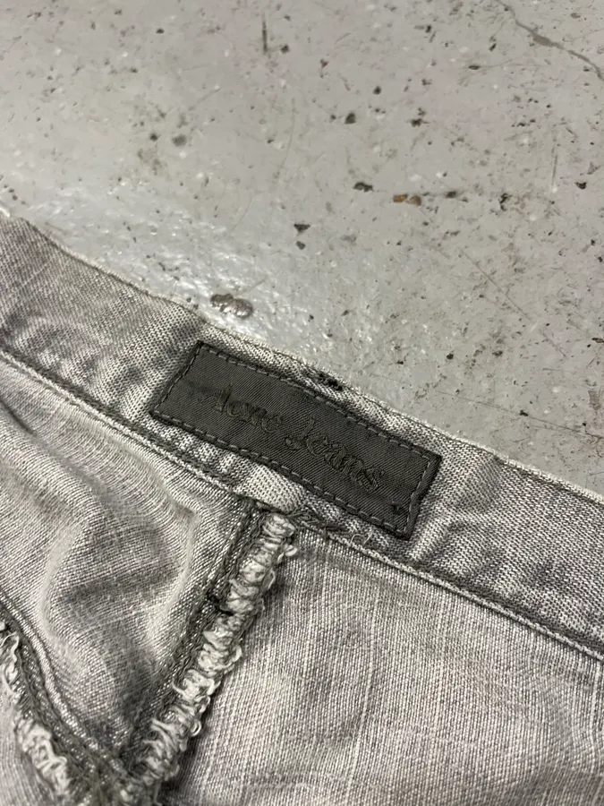 2000s Acne Studios Max Clay Grey Slim Riped Denim Jeans - Image 11