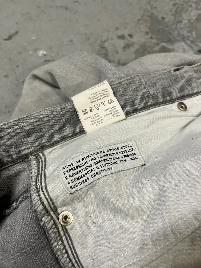 2000s Acne Studios Max Clay Grey Slim Riped Denim Jeans - Image 13