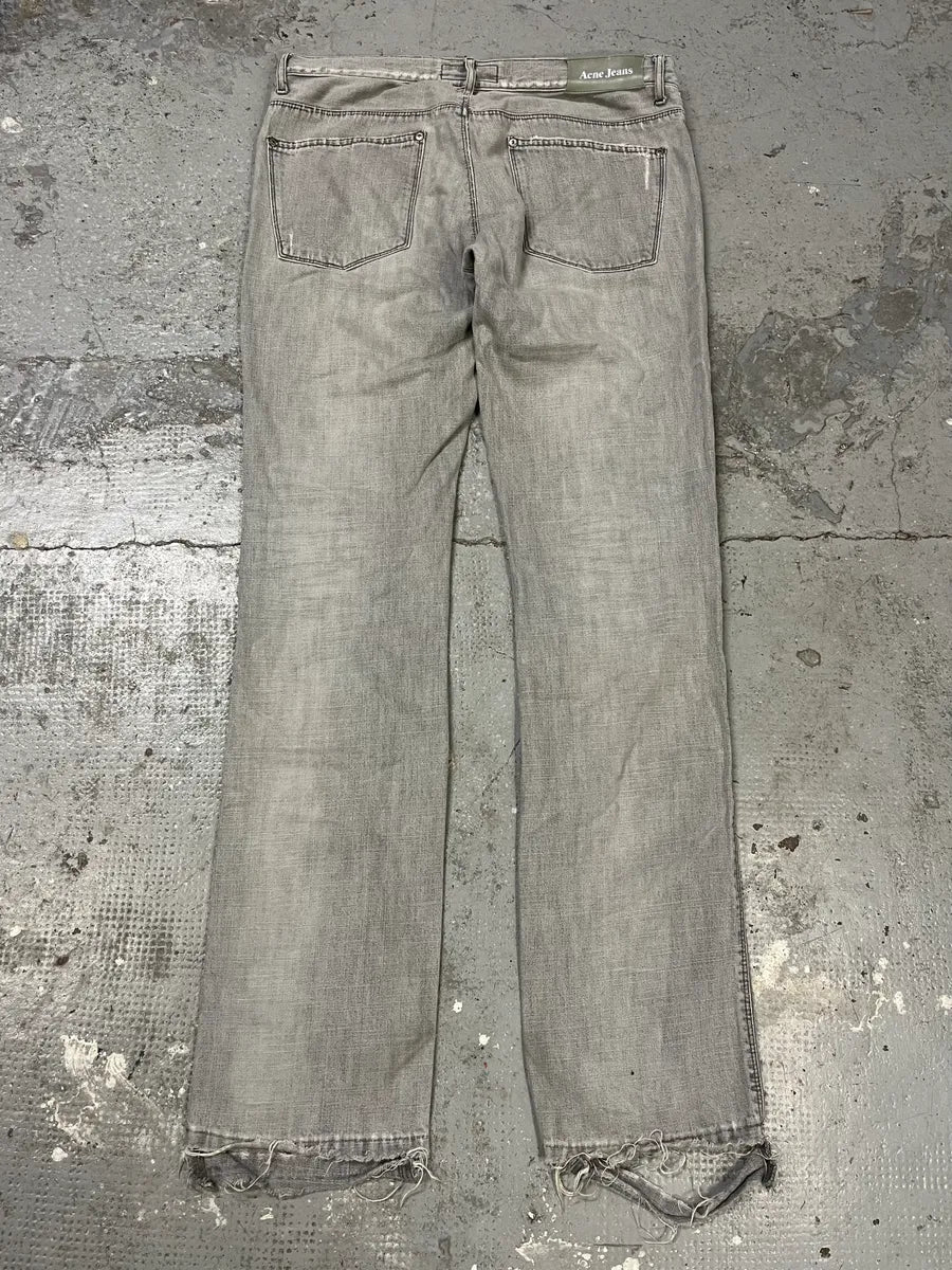 2000s Acne Studios Max Clay Grey Slim Riped Denim Jeans - Image 3