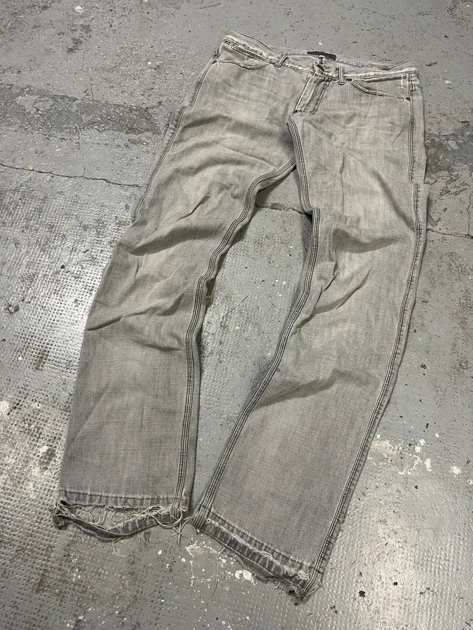 2000s Acne Studios Max Clay Grey Slim Riped Denim Jeans - Image 5
