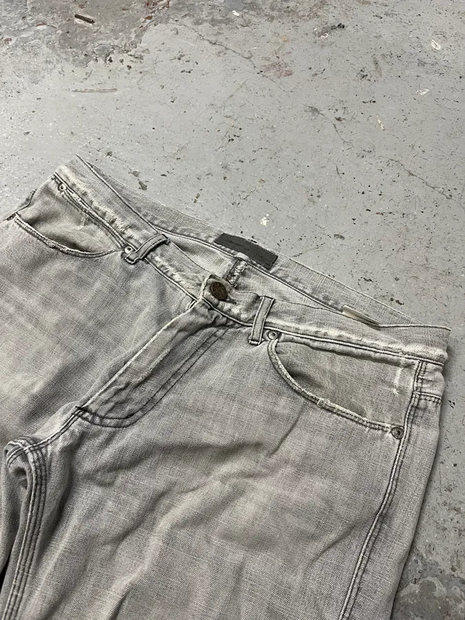 2000s Acne Studios Max Clay Grey Slim Riped Denim Jeans - Image 6