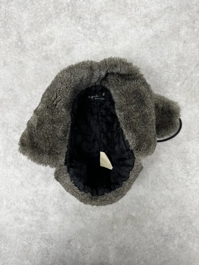 2000s Agnès B Black Fur Lined Chapka Hat - Image 8
