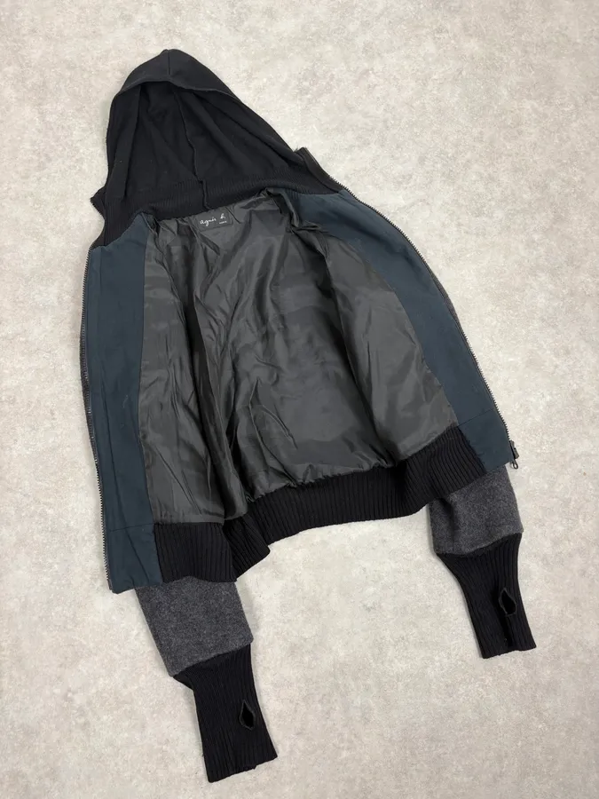 2000s Agnes B Dark Grey Wool & Cashmere Signature Jacket - Image 7