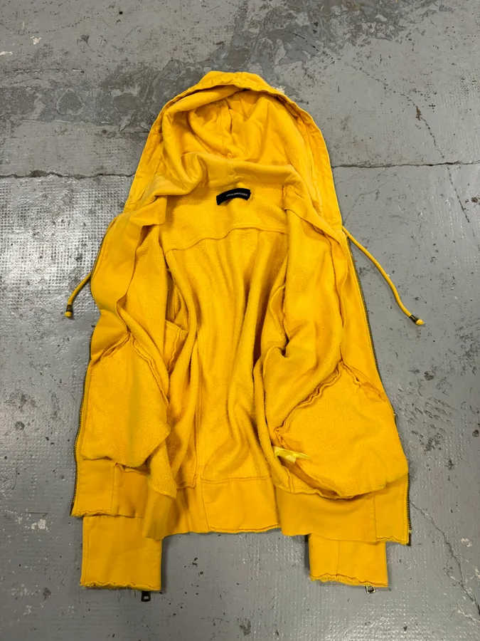 2000s Andrew Mackenzie Yellow Loveless Studded Back Zip-up Hoodie - Image 9