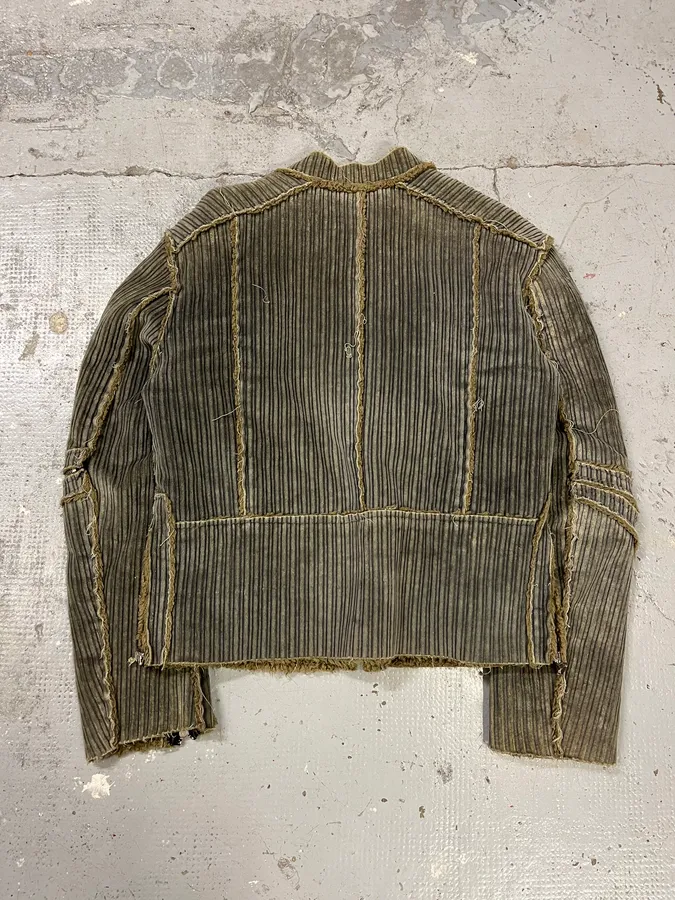 2000s Archive Grey Velvet Zip-up Fur Jacket - Image 8