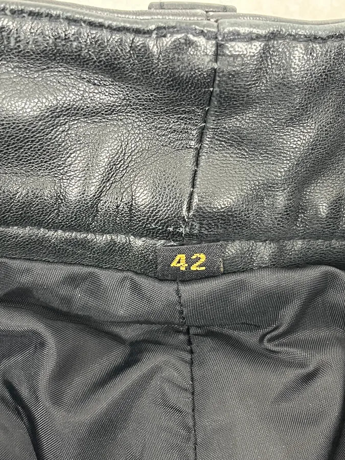 2000s Archive Italian Leather Black Pants - Image 11