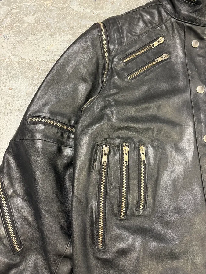 2000s Archive Multi Zips with Detachable Arms Black Biker Jacket - Image 6