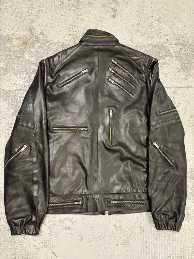2000s Archive Multi Zips with Detachable Arms Black Biker Jacket - Image 7