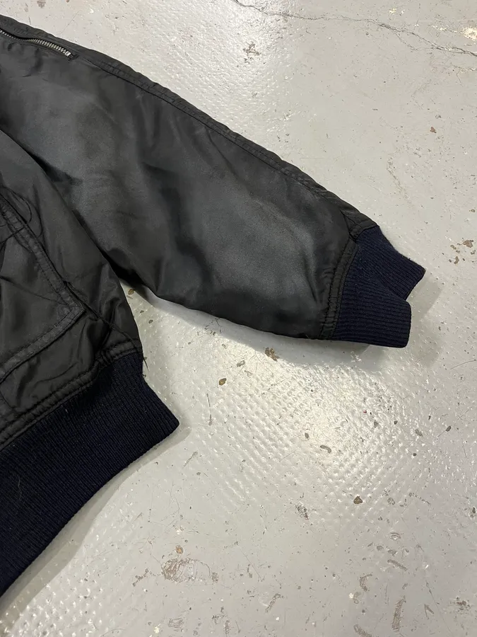 2000s Armani Aero Black Faded Bomber Jacket - Image 6