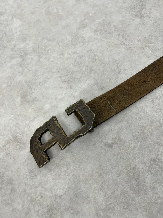 2000s Armani AJ Brown Leather Belt - Image 5