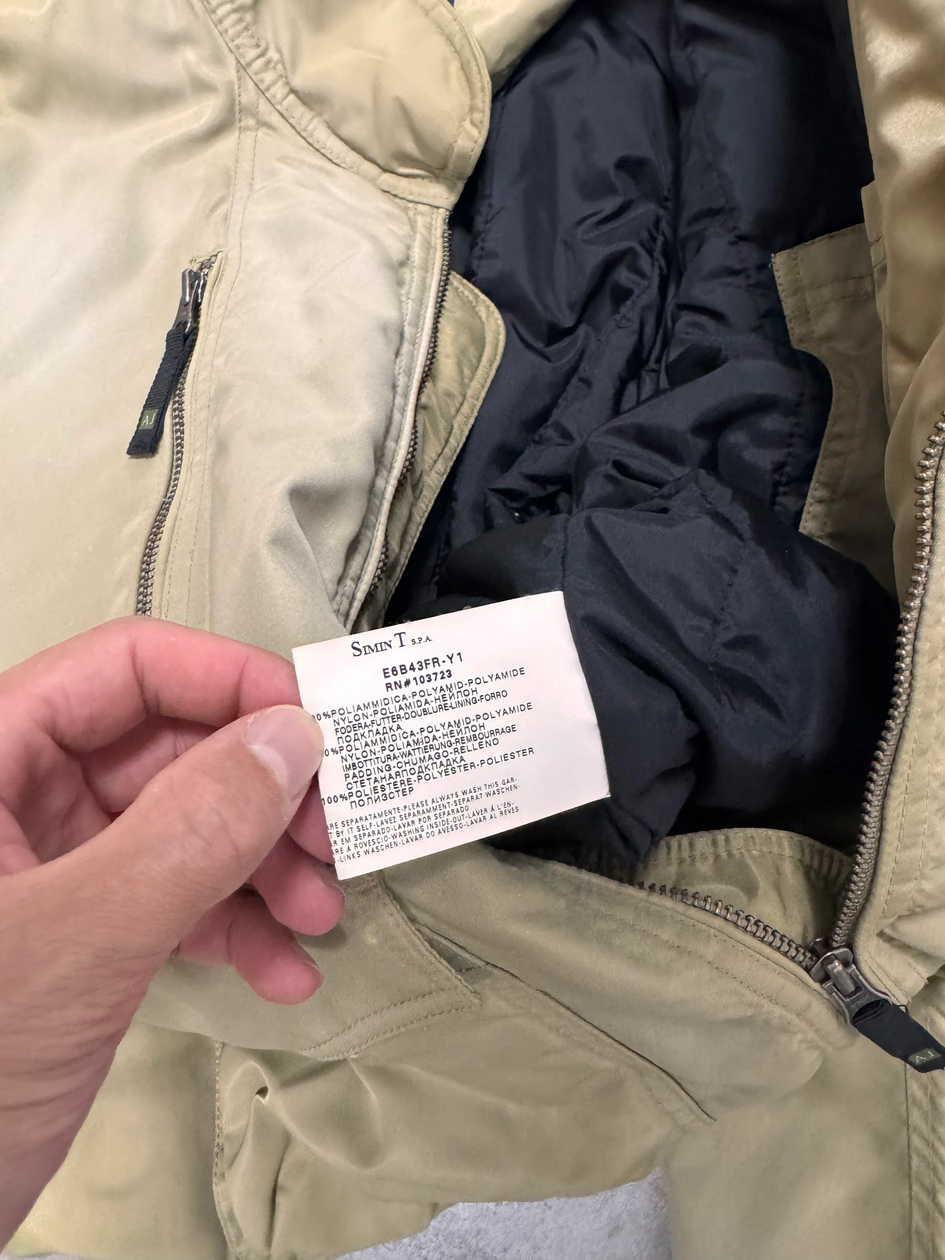 2000s Armani Beige Washed Utility Drift Bomber Jacket - Image 6