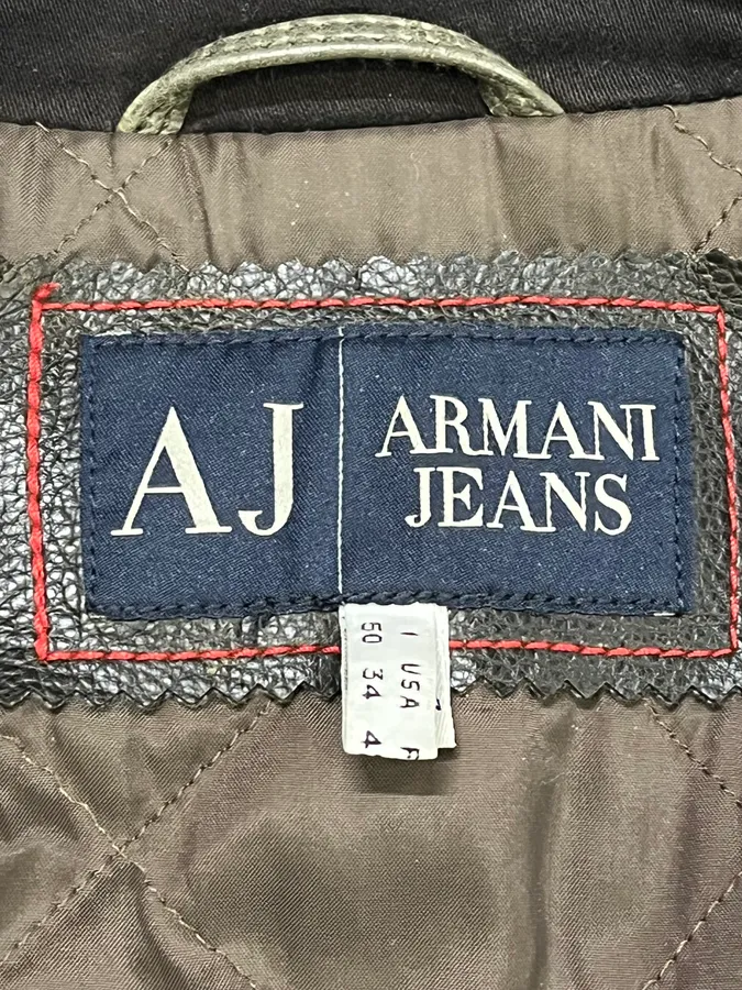 2000s Armani Biker AJ Relief Leather Jacket - Image 12